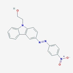 molecular formula C20H16N4O3 B063494 3-[(4-Nitrophenyl)azo]-9H-carbazole-9-ethanol CAS No. 177100-04-8