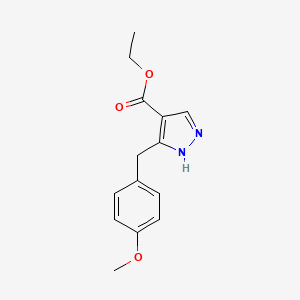 molecular formula C14H16N2O3 B6350055 Ethyl 5-[(4-methoxyphenyl)methyl]-1H-pyrazole-4-carboxylate CAS No. 2282709-41-3