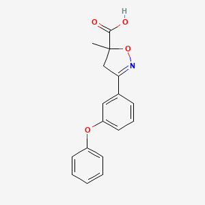 molecular formula C17H15NO4 B6350201 5-Methyl-3-(3-phenoxyphenyl)-4,5-dihydro-1,2-oxazole-5-carboxylic acid CAS No. 1326815-36-4