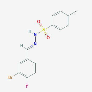 molecular formula C14H12BrFN2O2S B6351225 N-[(E)-(3-bromo-4-fluorophenyl)methylideneamino]-4-methylbenzenesulfonamide CAS No. 2131827-25-1