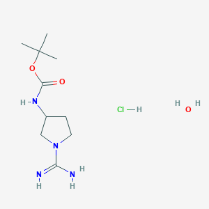molecular formula C10H23ClN4O3 B6351812 tert-Butyl {1-[amino(imino)methyl]-3-pyrrolidinyl}carbamate hydrochloride hydrate CAS No. 1202162-30-8