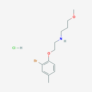 molecular formula C13H21BrClNO2 B6352142 N-[2-(2-Bromo-4-methylphenoxy)ethyl]-3-methoxy-1-propanamine hydrochloride CAS No. 1609406-31-6