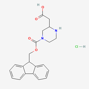 molecular formula C21H23ClN2O4 B6354085 2-(4-(((9H-fluoren-9-yl)methoxy)carbonyl)piperazin-2-yl)acetic acid hydrochloride CAS No. 1171909-95-7