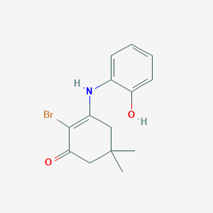molecular formula C14H16BrNO2 B6354632 2-Bromo-3-((2-hydroxyphenyl)amino)-5,5-dimethylcyclohex-2-en-1-one CAS No. 1023559-75-2