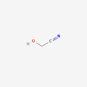 molecular formula C2H3NO<br>C2H3NO<br>HOCH2CN B6354644 Glycolonitrile (ca. 52% in Water, ca. 9.7mol/L) (stabilized with H2SO4) CAS No. 107-16-4