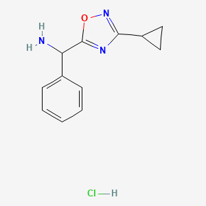 [(3-Cyclopropyl-1,2,4-oxadiazol-5-yl)(phenyl)methyl]amine hydrochloride