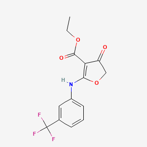 Ethyl 5-oxo-2-((3-(trifluoromethyl)phenyl)amino)-3-oxolenecarboxylate