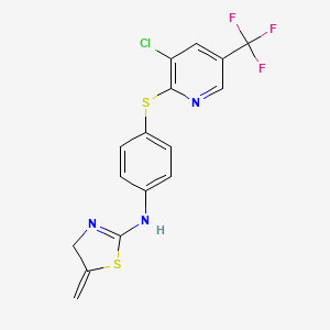 molecular formula C16H11ClF3N3S2 B6355607 (4-(3-Chloro-5-(trifluoromethyl)(2-pyridylthio))phenyl)(3-methylene(2,5-thiazolinyl))amine CAS No. 1023367-63-6