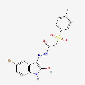 N-(Aza(5-bromo-2-oxoindolin-3-ylidene)methyl)-2-((4-methylphenyl)sulfonyl)ethanamide