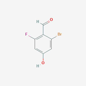 molecular formula C7H4BrFO2 B6357087 2-Bromo-6-fluoro-4-hydroxybenzaldehyde CAS No. 1629141-29-2