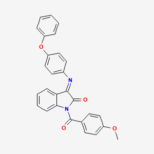 3-(Aza(4-phenoxyphenyl)methylene)-1-((4-methoxyphenyl)carbonyl)indolin-2-one