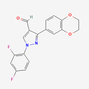 molecular formula C18H12F2N2O3 B6357200 1-(2,4-Difluorophenyl)-3-(2,3-dihydrobenzo[b][1,4]dioxin-6-yl)-1H-pyrazole-4-carbaldehyde CAS No. 618101-85-2