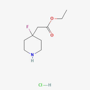 molecular formula C9H17ClFNO2 B6359559 Ethyl 2-(4-fluoropiperidin-4-yl)acetate hydrochloride CAS No. 1780513-07-6