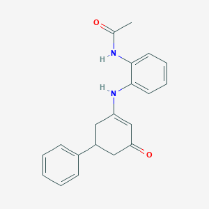molecular formula C20H20N2O2 B6360269 N-(2-((3-Oxo-5-phenylcyclohex-1-enyl)amino)phenyl)ethanamide CAS No. 1022532-27-9