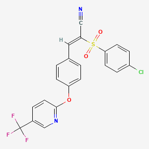 molecular formula C21H12ClF3N2O3S B6360397 (2Z)-2-(4-chlorobenzenesulfonyl)-3-(4-{[5-(trifluoromethyl)pyridin-2-yl]oxy}phenyl)prop-2-enenitrile CAS No. 1025270-09-0