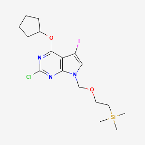 2-Chloro-4-(cyclopentyloxy)-5-iodo-7-[[2-(trimethylsilyl)ethoxy]methyl]-7H-pyrrolo[2,3-d]pyrimidine