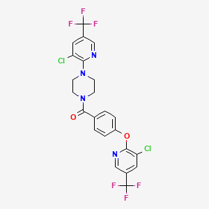 molecular formula C23H16Cl2F6N4O2 B6361245 4-(3-Chloro-5-(trifluoromethyl)(2-pyridyl))piperazinyl 4-(3-chloro-5-(trifluoromethyl)(2-pyridyloxy))phenyl ketone CAS No. 1022482-27-4