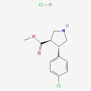 molecular formula C12H15Cl2NO2 B6361260 methyl (3R,4S)-4-(4-chlorophenyl)pyrrolidine-3-carboxylate hydrochloride CAS No. 1630945-13-9