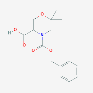 molecular formula C15H19NO5 B6361485 4-((Benzyloxy)carbonyl)-6,6-dimethylmorpholine-3-carboxylic acid CAS No. 1255098-53-3