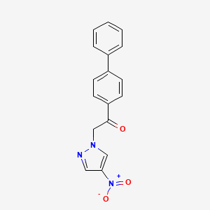 molecular formula C17H13N3O3 B6362003 1-{[1,1'-biphenyl]-4-yl}-2-(4-nitro-1H-pyrazol-1-yl)ethan-1-one CAS No. 1240568-22-2