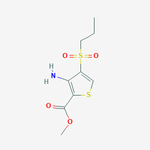 molecular formula C9H13NO4S2 B063621 Methyl 3-amino-4-(propylsulfonyl)thiophene-2-carboxylate CAS No. 175201-74-8