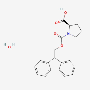 molecular formula C20H21NO5 B6362870 N-alpha-(9-Fluorenylmethyloxycarbonyl)-D-proline monohydrate CAS No. 2301169-21-9
