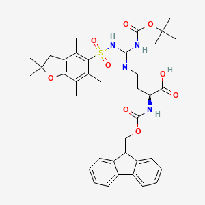 molecular formula C38H46N4O9S B6362981 Fmoc-l-agb(pbf,boc)-oh CAS No. 2612397-05-2
