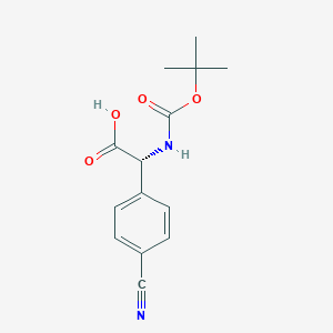 molecular formula C14H16N2O4 B6363362 Benzeneacetic acid, 4-cyano-alpha-[[(1,1-dimethylethoxy)carbonyl]amino]-, (alphaR)- CAS No. 2102412-16-6