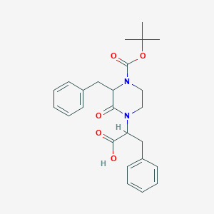 molecular formula C25H30N2O5 B063641 2-[3-Benzyl-4-[(2-methylpropan-2-yl)oxycarbonyl]-2-oxopiperazin-1-yl]-3-phenylpropanoic acid CAS No. 193091-13-3