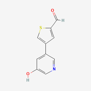molecular formula C10H7NO2S B6366343 5-(2-Formylthiophen-4-yl)-3-hydroxypyridine, 95% CAS No. 1261956-84-6