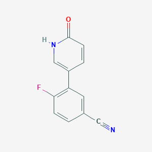 molecular formula C12H7FN2O B6366632 5-(5-Cyano-2-fluorophenyl)-2-hydroxypyridine, 95% CAS No. 1111115-79-7