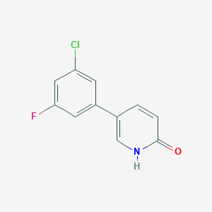 molecular formula C11H7ClFNO B6367326 5-(3-Chloro-5-fluorophenyl)-2-hydroxypyridine, 95% CAS No. 1111115-41-3
