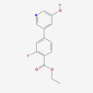 molecular formula C14H12FNO3 B6368602 Ethyl 2-fluoro-4-(5-hydroxypyridin-3-yl)benzoate CAS No. 1261982-37-9