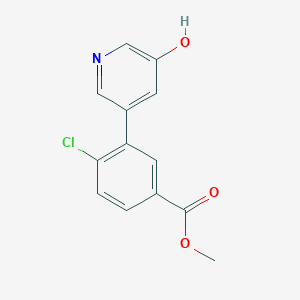 molecular formula C13H10ClNO3 B6368647 Methyl 4-chloro-3-(5-hydroxypyridin-3-yl)benzoate CAS No. 1261975-32-9