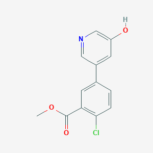 molecular formula C13H10ClNO3 B6368677 Methyl 2-chloro-5-(5-hydroxypyridin-3-yl)benzoate CAS No. 1261996-87-5
