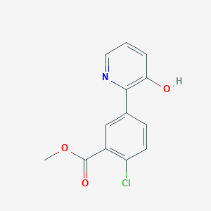 molecular formula C13H10ClNO3 B6368697 Methyl 2-chloro-5-(3-hydroxypyridin-2-yl)benzoate CAS No. 1261945-68-9