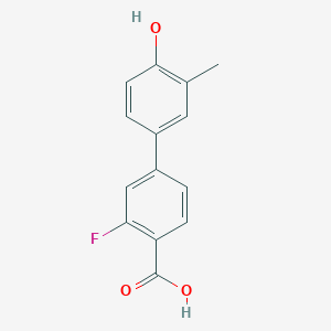 molecular formula C14H11FO3 B6371943 4-(4-Carboxy-3-fluorophenyl)-2-methylphenol CAS No. 1261987-13-6