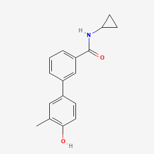 molecular formula C17H17NO2 B6372405 4-[3-(Cyclopropylaminocarbonyl)phenyl]-2-methylphenol CAS No. 1262000-40-7
