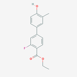 molecular formula C16H15FO3 B6372492 4-[4-(Ethoxycarbonyl)-3-fluorophenyl]-2-methylphenol CAS No. 1261977-93-8