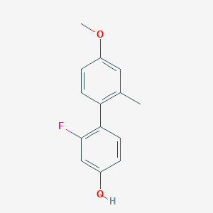 molecular formula C14H13FO2 B6373663 3-Fluoro-4-(4-methoxy-2-methylphenyl)phenol CAS No. 1261961-33-4