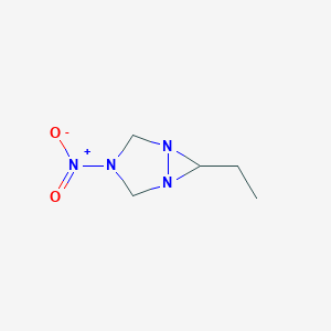 molecular formula C5H10N4O2 B063741 6-Ethyl-3-nitro-1,3,5-triazabicyclo[3.1.0]hexane CAS No. 166192-72-9