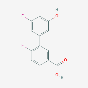 molecular formula C13H8F2O3 B6374415 5-(5-Carboxy-2-fluorophenyl)-3-fluorophenol CAS No. 1262002-82-3