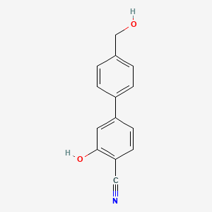 molecular formula C14H11NO2 B6375673 2-Cyano-5-(4-hydroxymethylphenyl)phenol CAS No. 1262003-16-6