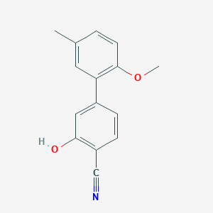molecular formula C15H13NO2 B6376119 2-Cyano-5-(2-methoxy-5-methylphenyl)phenol CAS No. 1261974-66-6