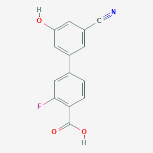 molecular formula C14H8FNO3 B6376711 5-(4-Carboxy-3-fluorophenyl)-3-cyanophenol CAS No. 1261953-89-2