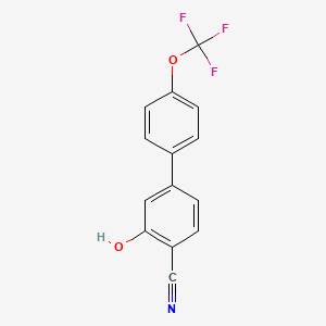 molecular formula C14H8F3NO2 B6377064 4-Cyano-3-hydroxy-4'-(trifluoromethoxy)biphenyl CAS No. 1261776-71-9