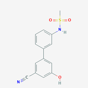 molecular formula C14H12N2O3S B6377187 3-Cyano-5-(3-methylsulfonylaminophenyl)phenol CAS No. 1261898-06-9