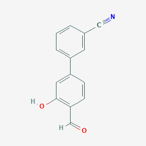 molecular formula C14H9NO2 B6377548 3-(4-formyl-3-hydroxyphenyl)benzonitrile CAS No. 1261902-09-3