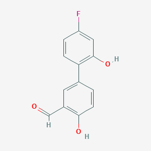molecular formula C13H9FO3 B6377813 4-(4-Fluoro-2-hydroxyphenyl)-2-formylphenol CAS No. 1261994-70-0
