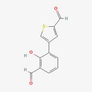 molecular formula C12H8O3S B6377853 4-(3-Formyl-2-hydroxyphenyl)thiophene-2-carbaldehyde CAS No. 1262003-24-6